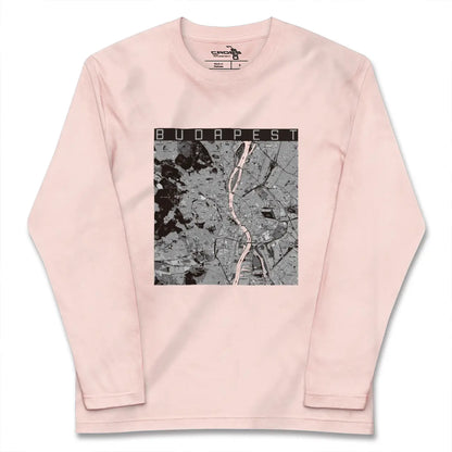 【ブダペスト（ハンガリー）】地図柄ロングスリーブTシャツ