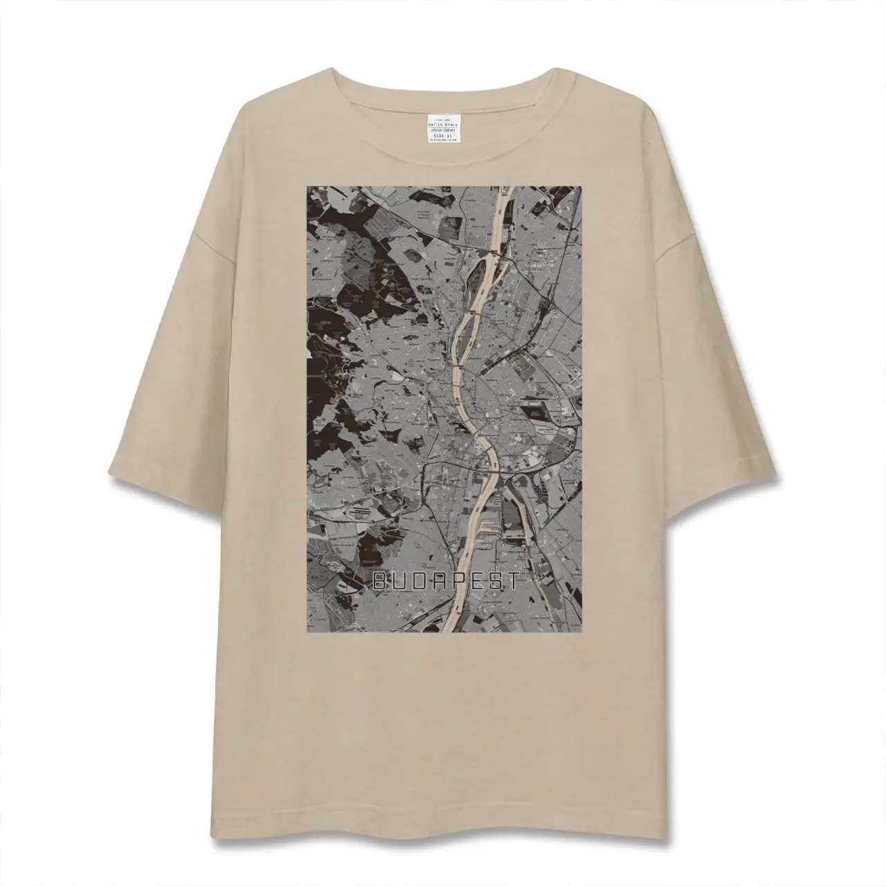 【ブダペスト（ハンガリー）】地図柄ビッグシルエットTシャツ