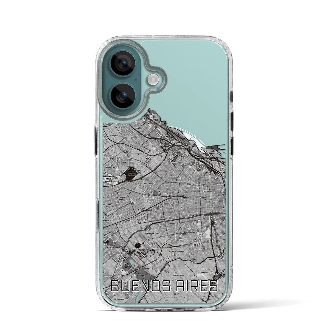 【ブエノスアイレス（アルゼンチン）】地図柄iPhoneケース（MagSafeタイプ）モノトーン・iPhone 16 Pro 用