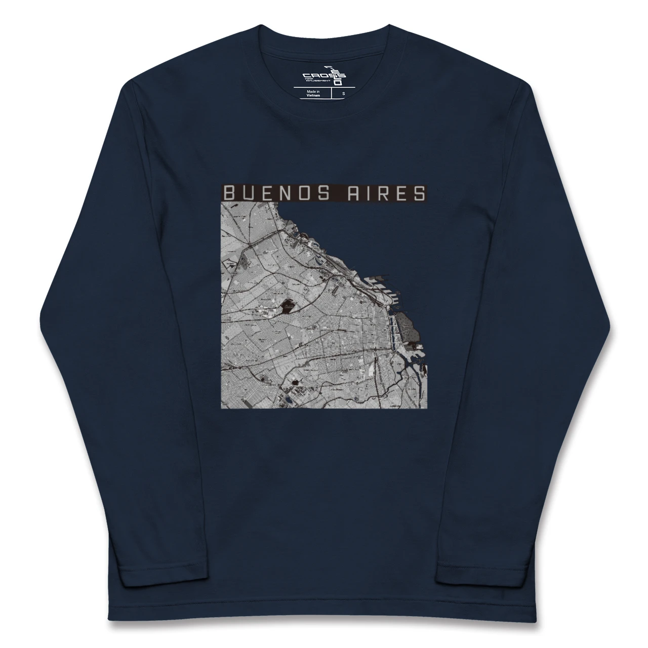 【ブエノスアイレス（アルゼンチン）】地図柄ロングスリーブTシャツ