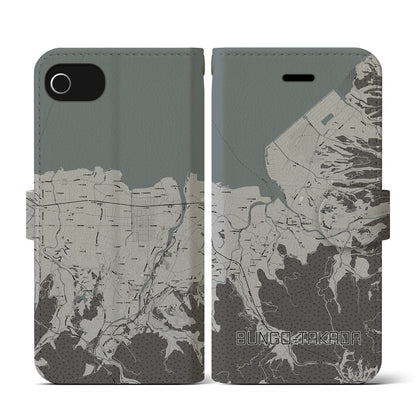 【豊後高田（大分県）】地図柄iPhoneケース（手帳タイプ）モノトーン・iPhone SE（第3 / 第2世代） / 8 / 7 / 6s / 6 用