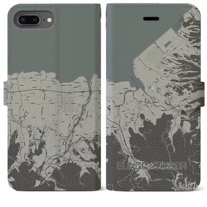 【豊後高田（大分県）】地図柄iPhoneケース（手帳タイプ）モノトーン・iPhone 8Plus /7Plus / 6sPlus / 6Plus 用