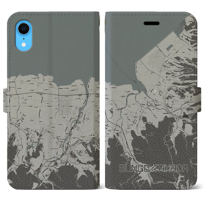 【豊後高田（大分県）】地図柄iPhoneケース（手帳タイプ）モノトーン・iPhone XR 用