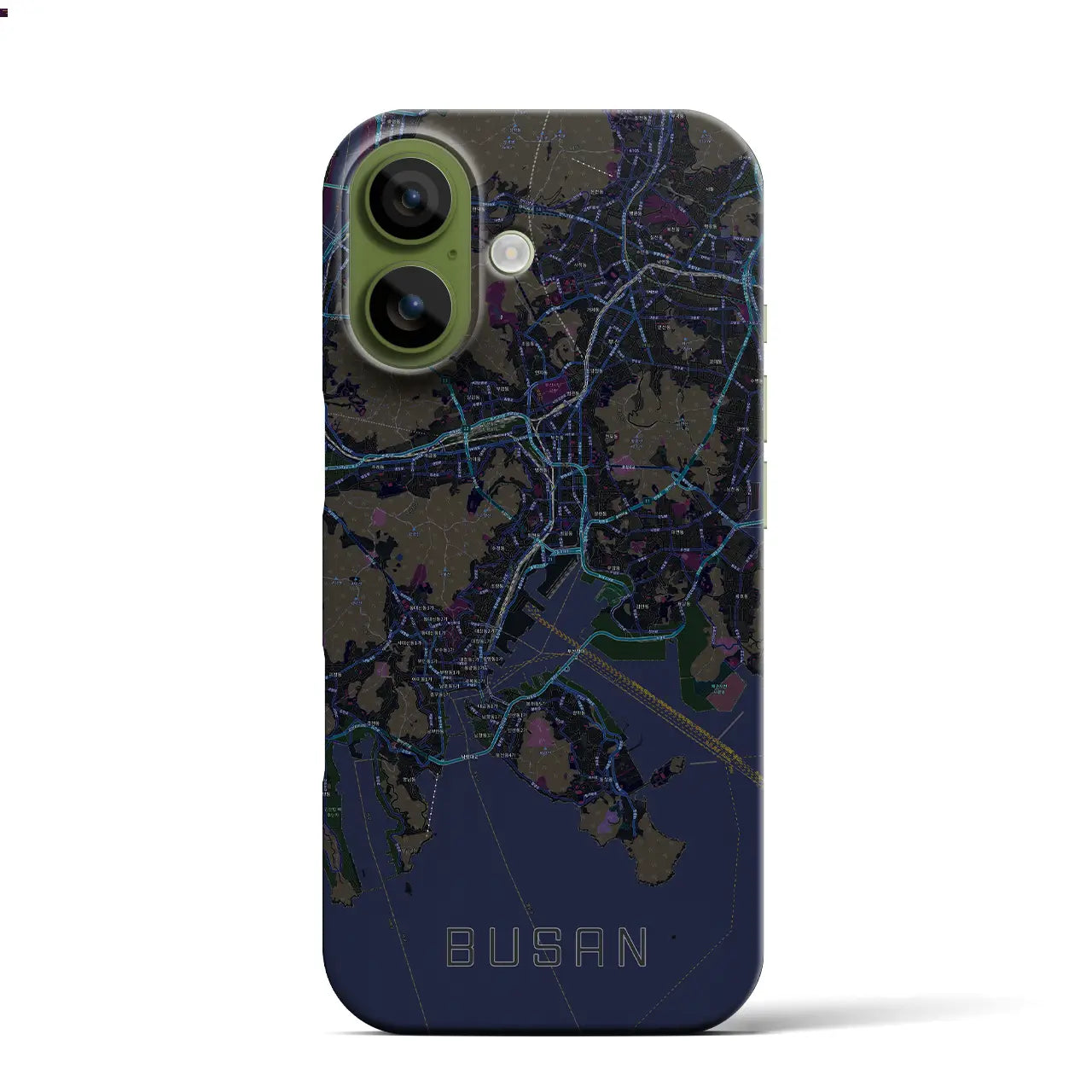 【釜山（韓国）】地図柄iPhoneケース（バックカバータイプ）