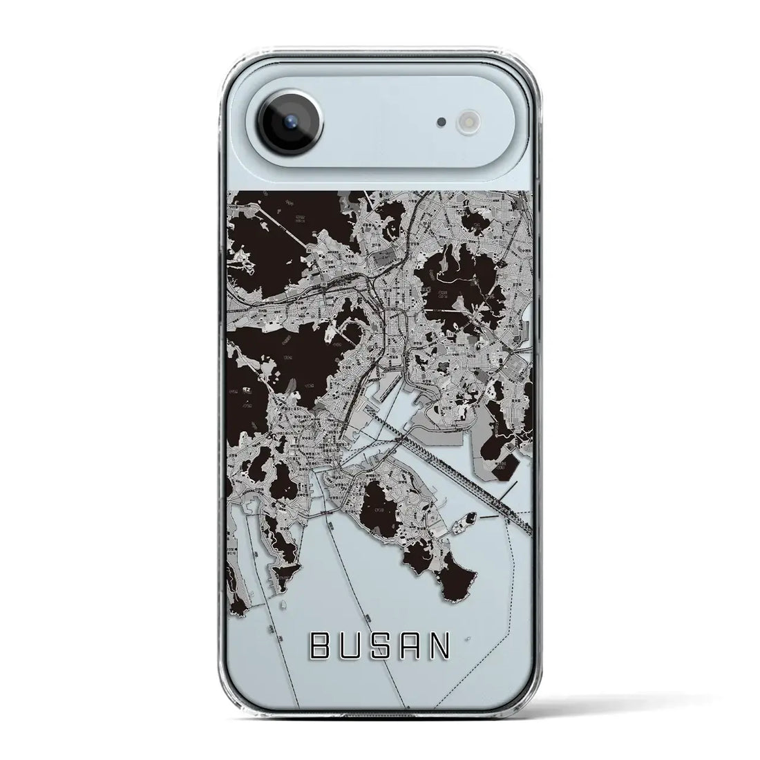 【釜山（韓国）】地図柄iPhoneケース（クリアタイプ）モノトーン・iPhone 17 Pro Max 用