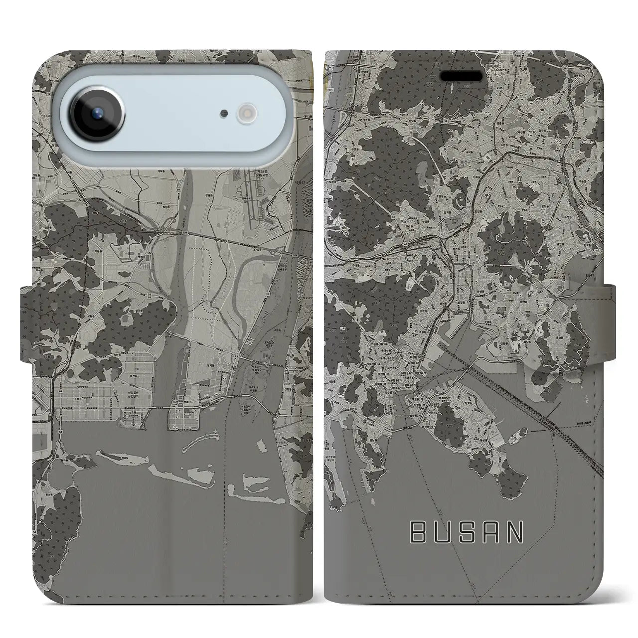 【釜山（韓国）】地図柄iPhoneケース（手帳タイプ）