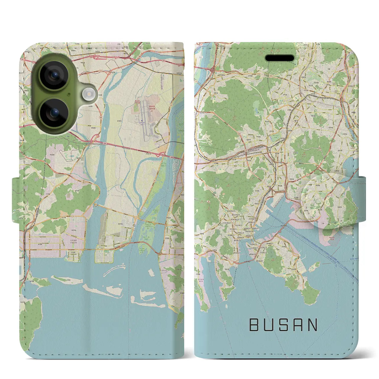 【釜山（韓国）】地図柄iPhoneケース（手帳タイプ）