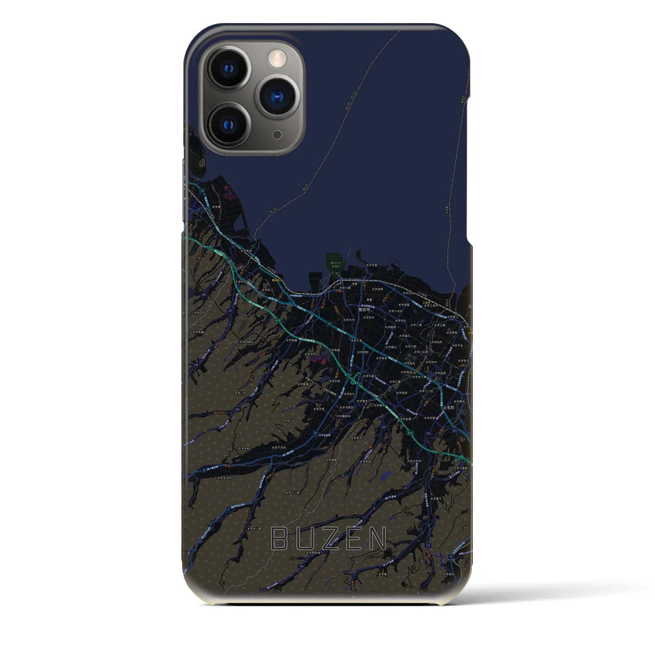 【豊前（福岡県）】地図柄iPhoneケース（バックカバータイプ）