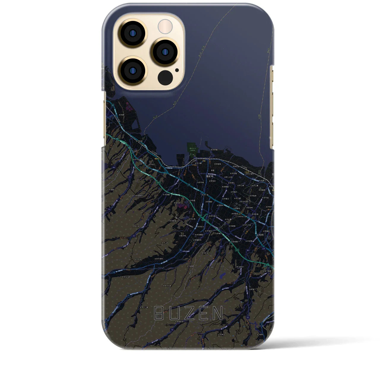 【豊前（福岡県）】地図柄iPhoneケース（バックカバータイプ）