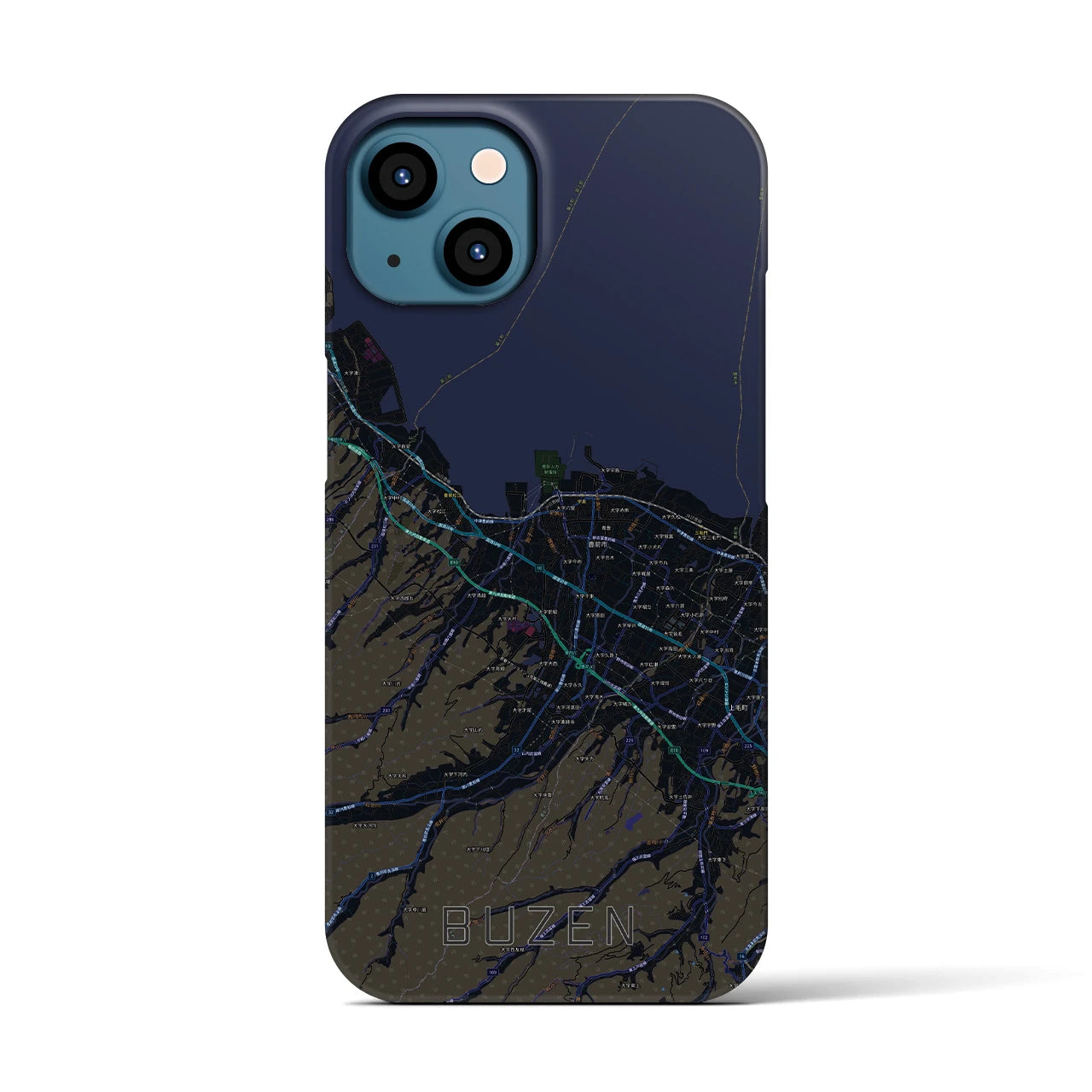 【豊前（福岡県）】地図柄iPhoneケース（バックカバータイプ）