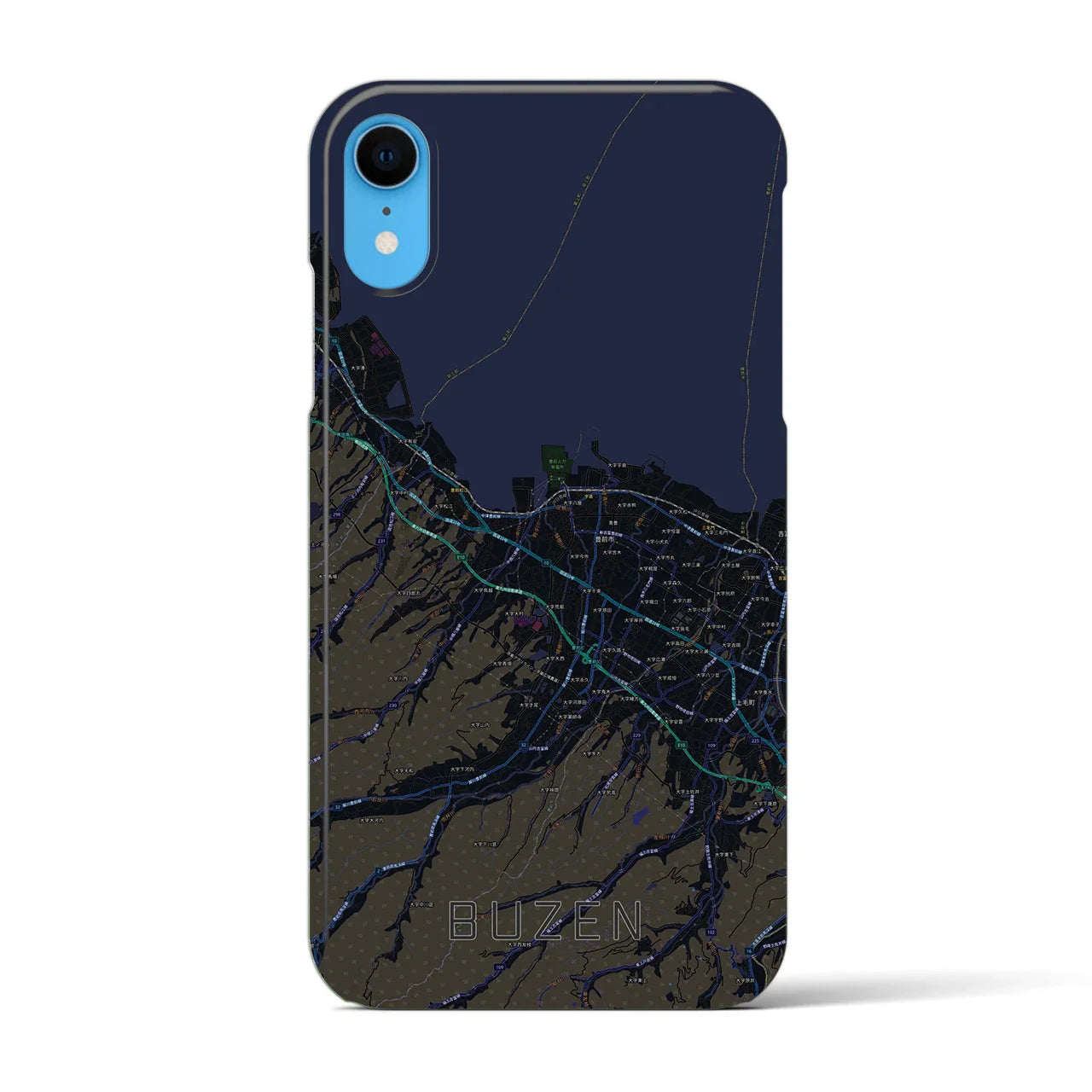 【豊前（福岡県）】地図柄iPhoneケース（バックカバータイプ）