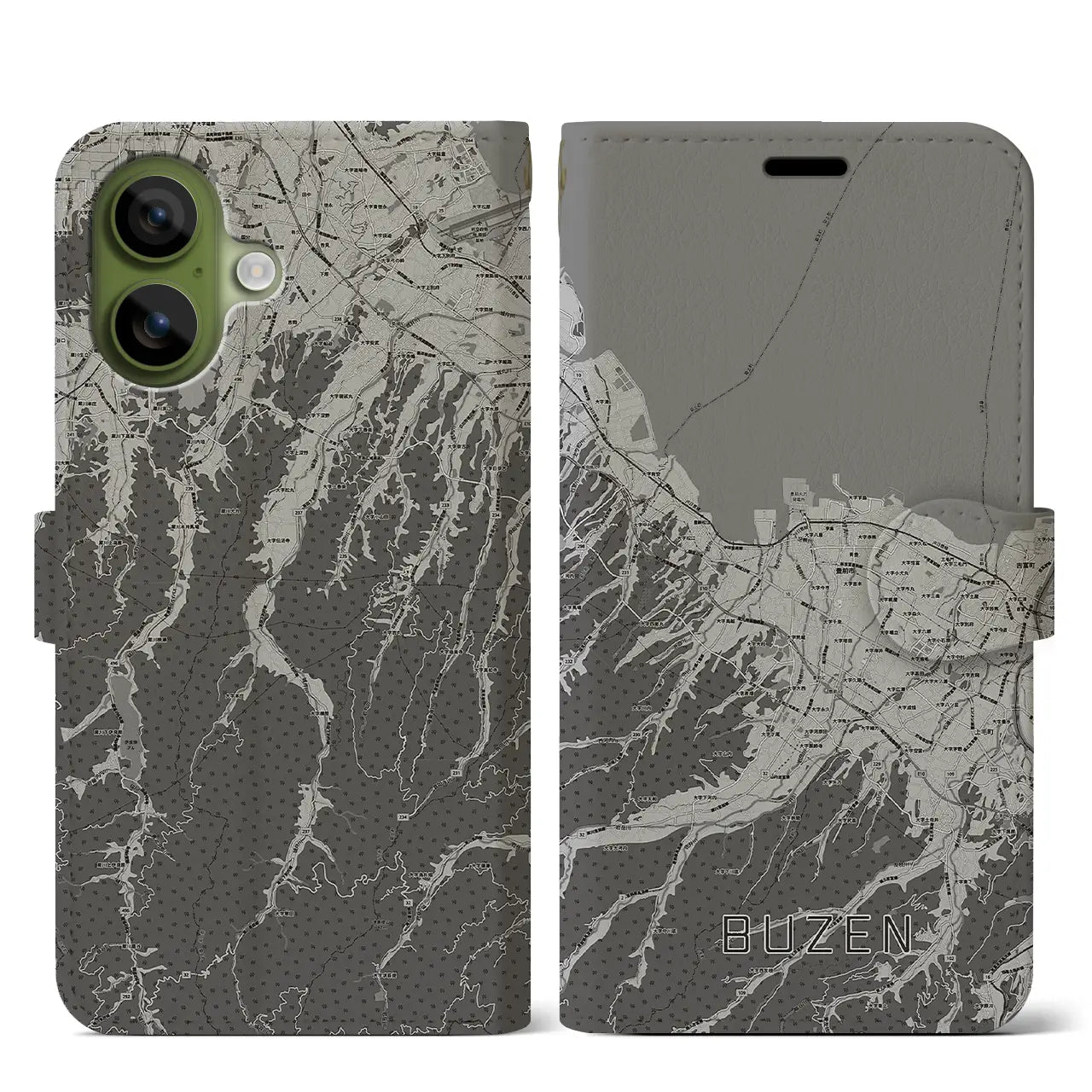 【豊前（福岡県）】地図柄iPhoneケース（手帳タイプ）