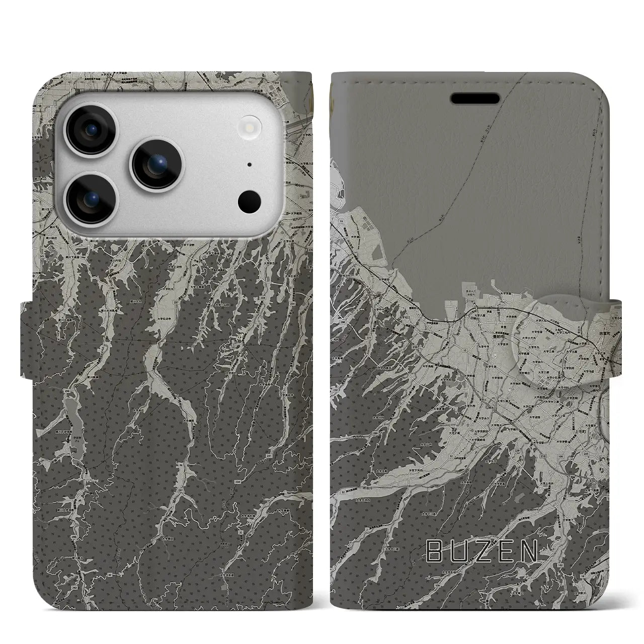 【豊前（福岡県）】地図柄iPhoneケース（手帳タイプ）