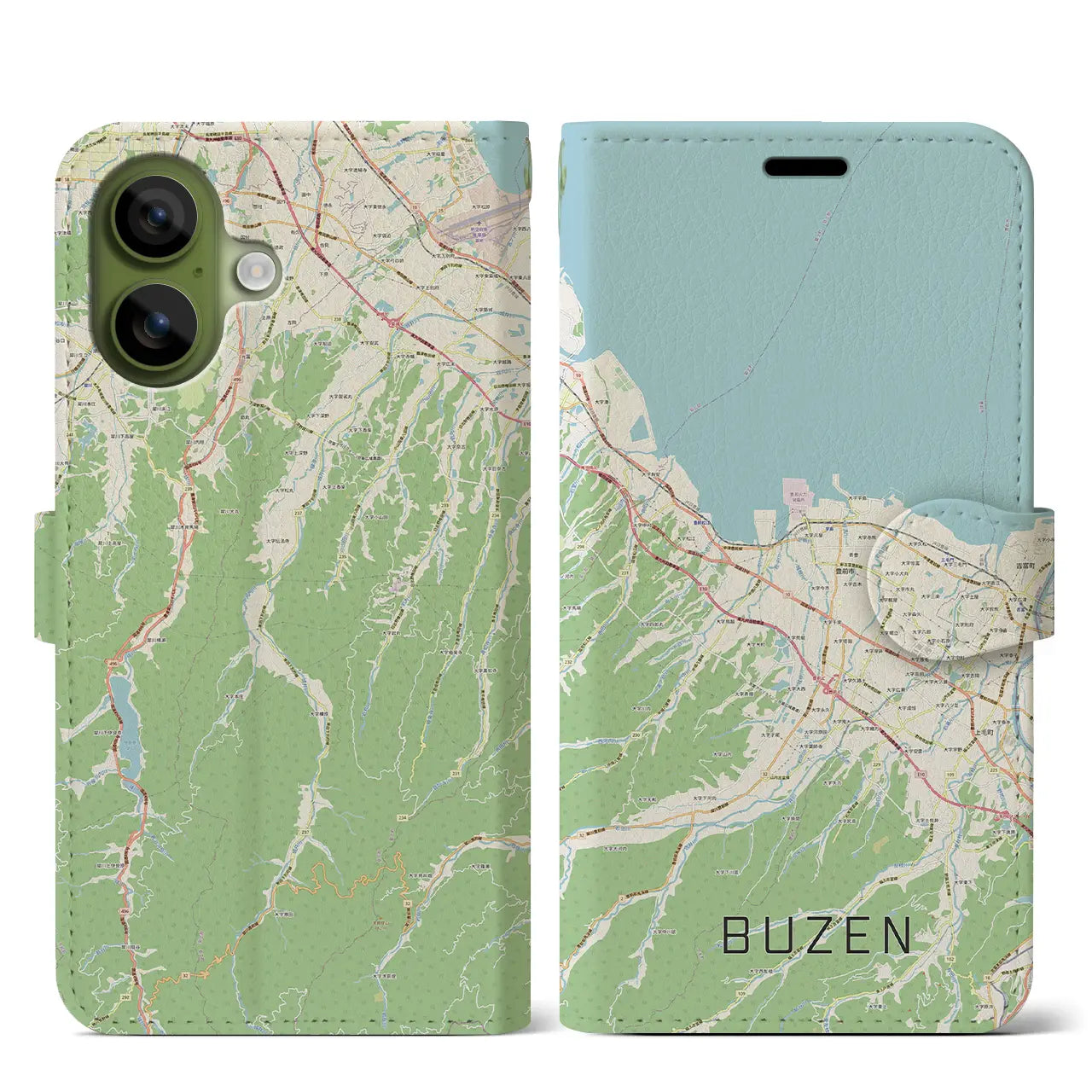 【豊前（福岡県）】地図柄iPhoneケース（手帳タイプ）