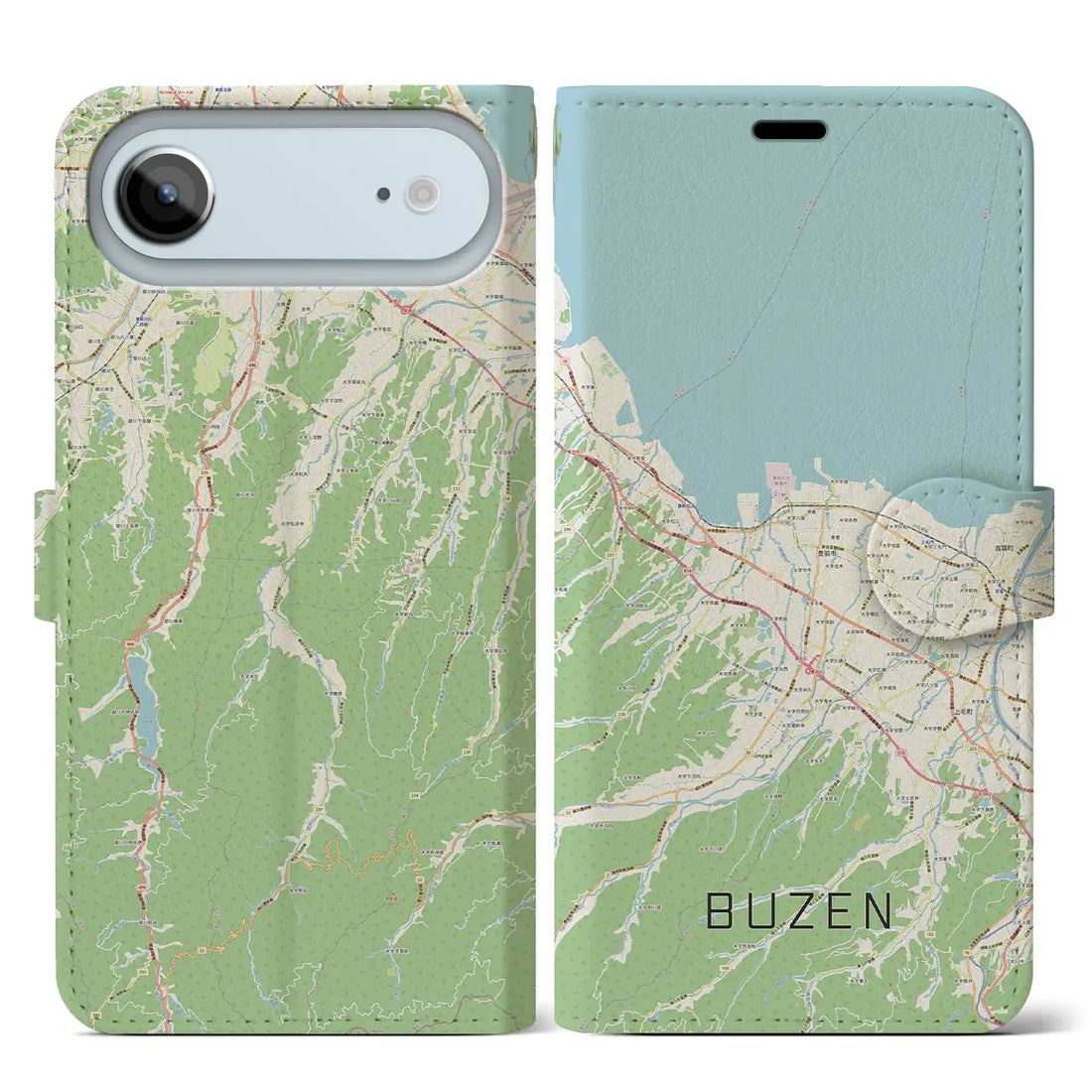 【豊前（福岡県）】地図柄iPhoneケース（手帳タイプ）モノトーン・iPhone 17 Pro Max 用