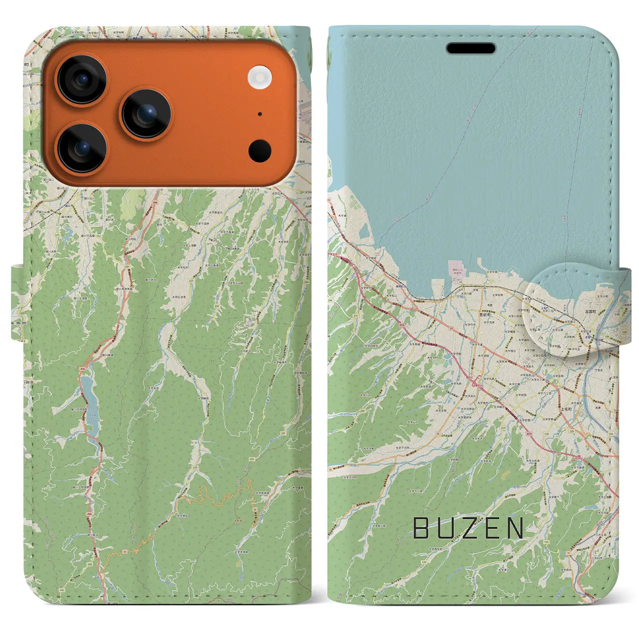 【豊前（福岡県）】地図柄iPhoneケース（手帳タイプ）