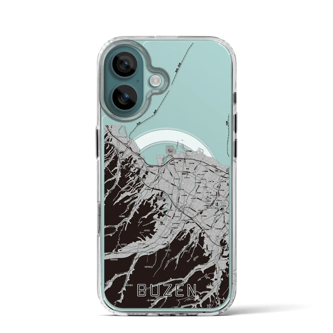 【豊前（福岡県）】地図柄iPhoneケース（MagSafeタイプ）モノトーン・iPhone 16 Pro 用
