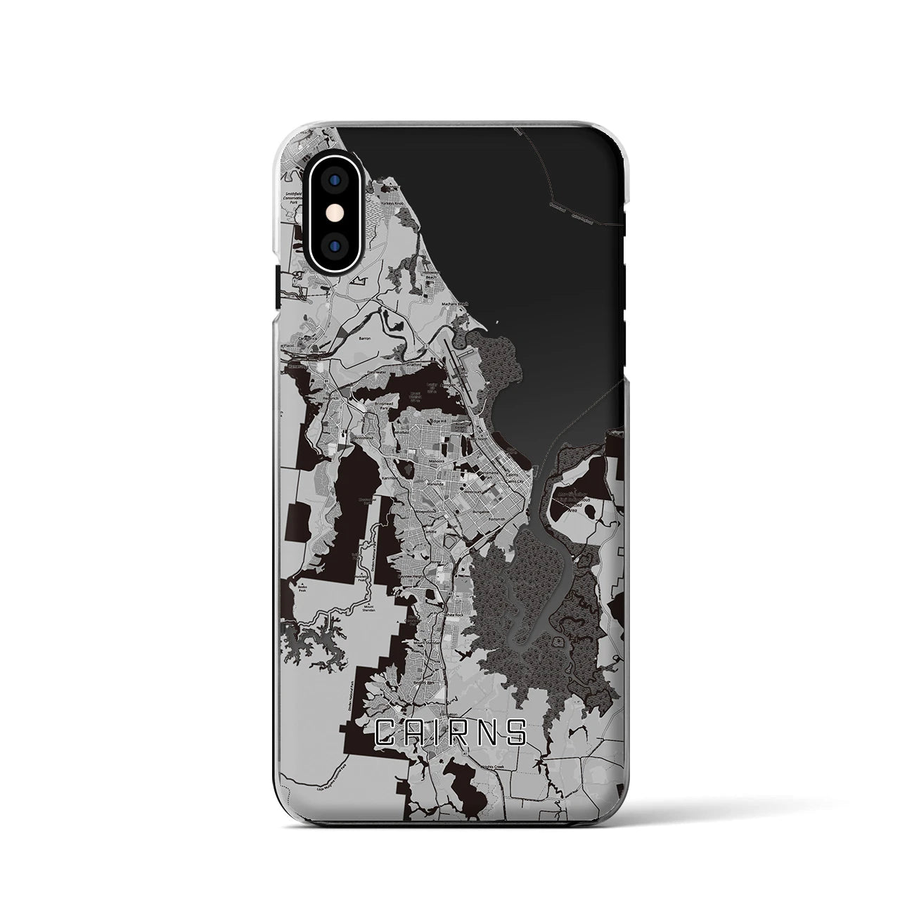 【ケアンズ（オーストラリア）】地図柄iPhoneケース（クリアタイプ）モノトーン・iPhone XS / X 用