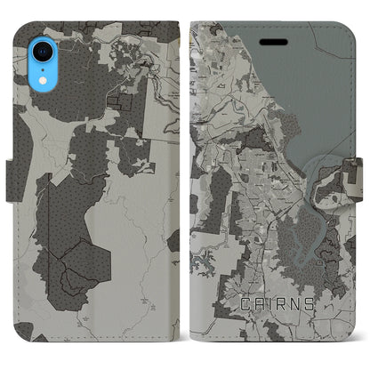 【ケアンズ（オーストラリア）】地図柄iPhoneケース（手帳タイプ）モノトーン・iPhone XR 用