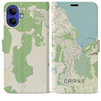【ケアンズ（オーストラリア）】地図柄iPhoneケース（手帳タイプ）ナチュラル・iPhone 16 Pro Max 用