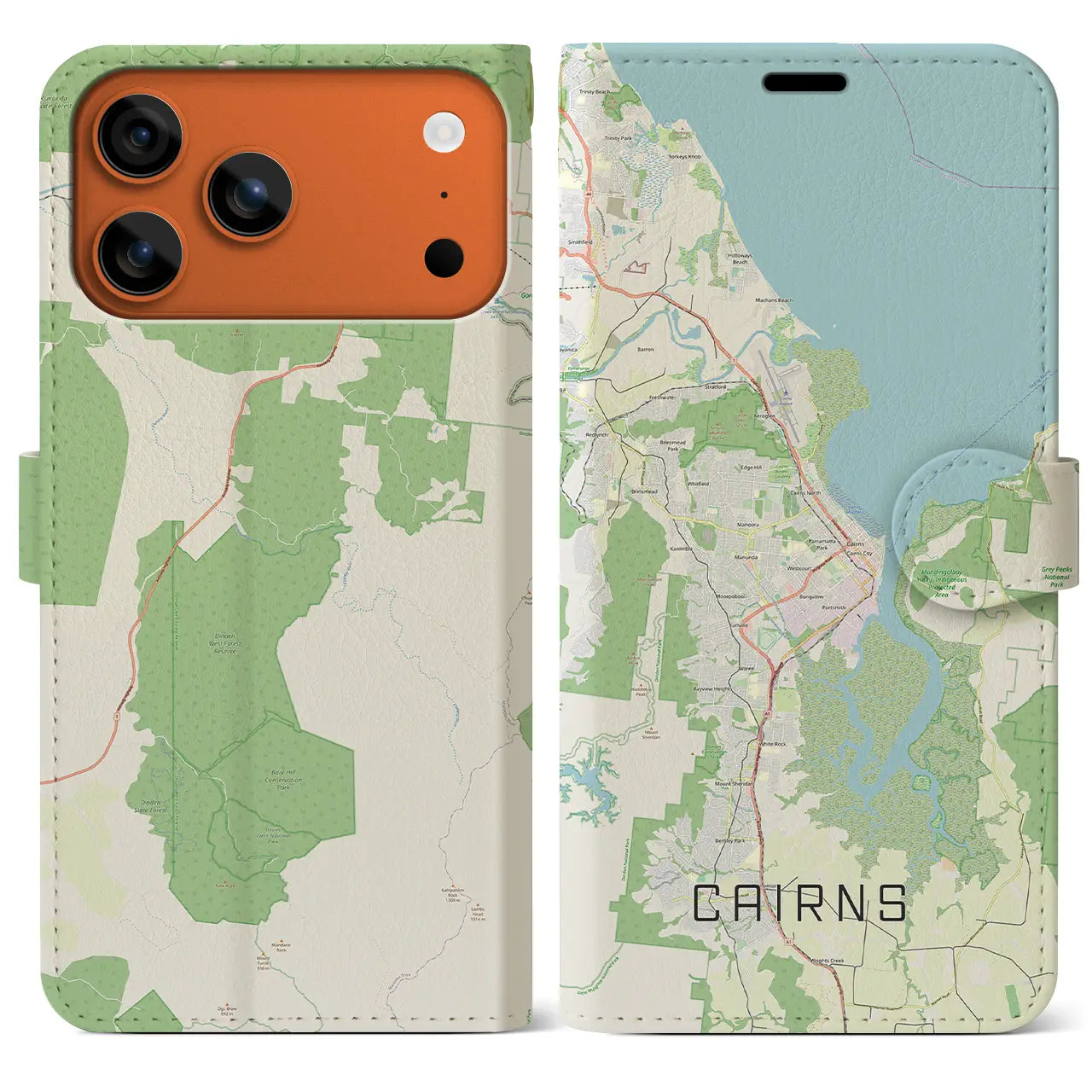 【ケアンズ（オーストラリア）】地図柄iPhoneケース（手帳タイプ）