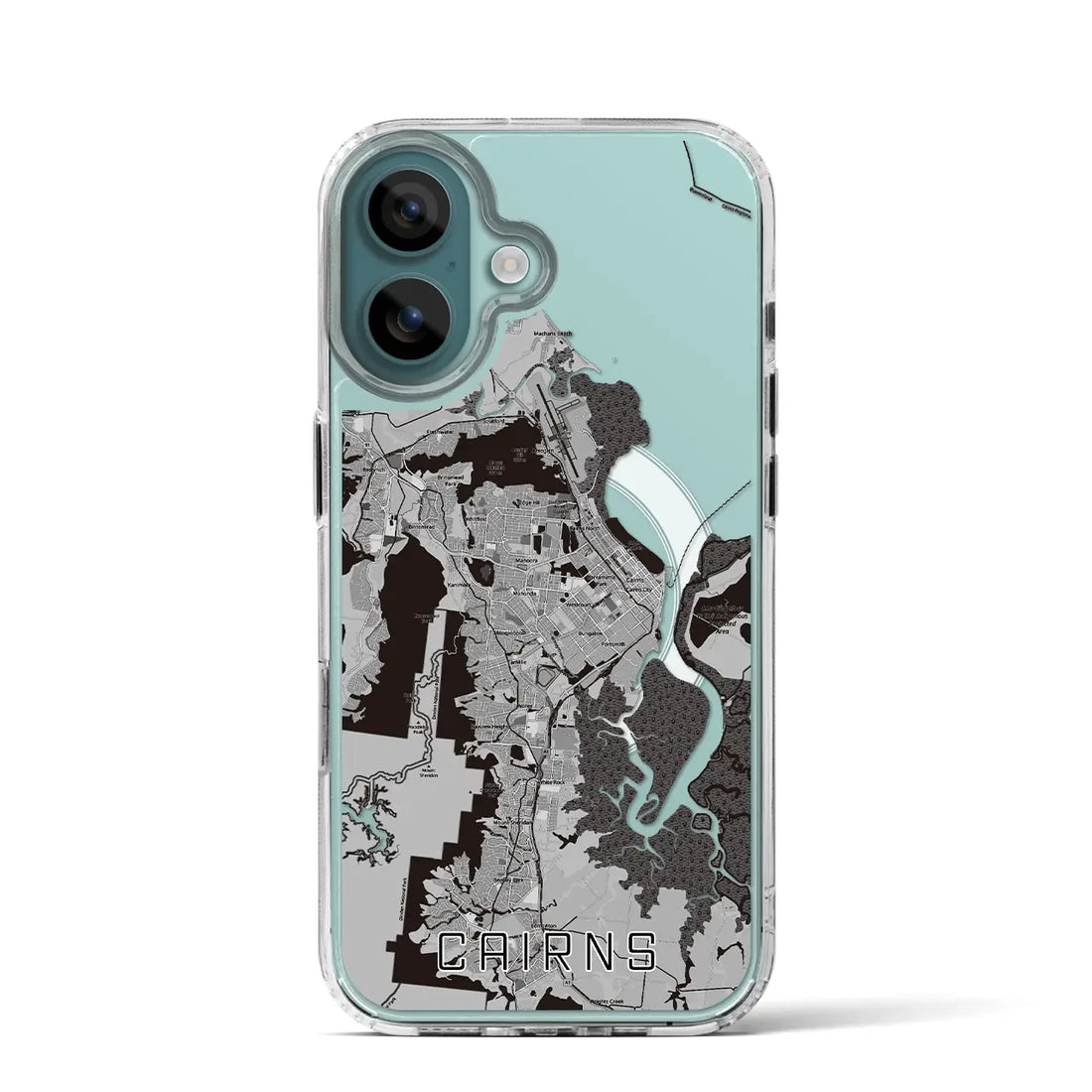 【ケアンズ（オーストラリア）】地図柄iPhoneケース（MagSafeタイプ）モノトーン・iPhone 16 Pro 用