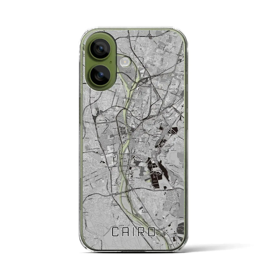 【カイロ（エジプト）】地図柄iPhoneケース（クリアタイプ）モノトーン・iPhone 17 Pro Max 用