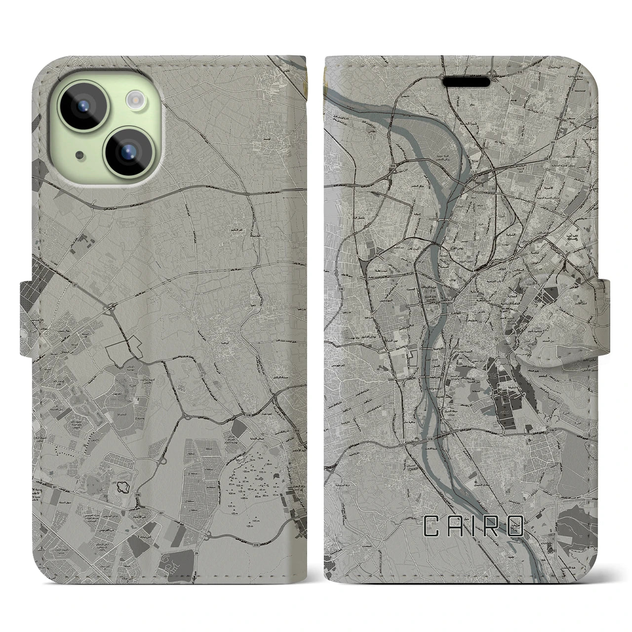 【カイロ（エジプト）】地図柄iPhoneケース（手帳タイプ）