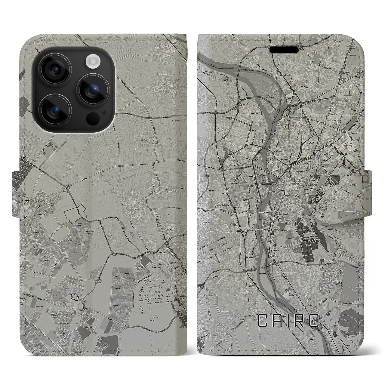 【カイロ（エジプト）】地図柄iPhoneケース（手帳タイプ）