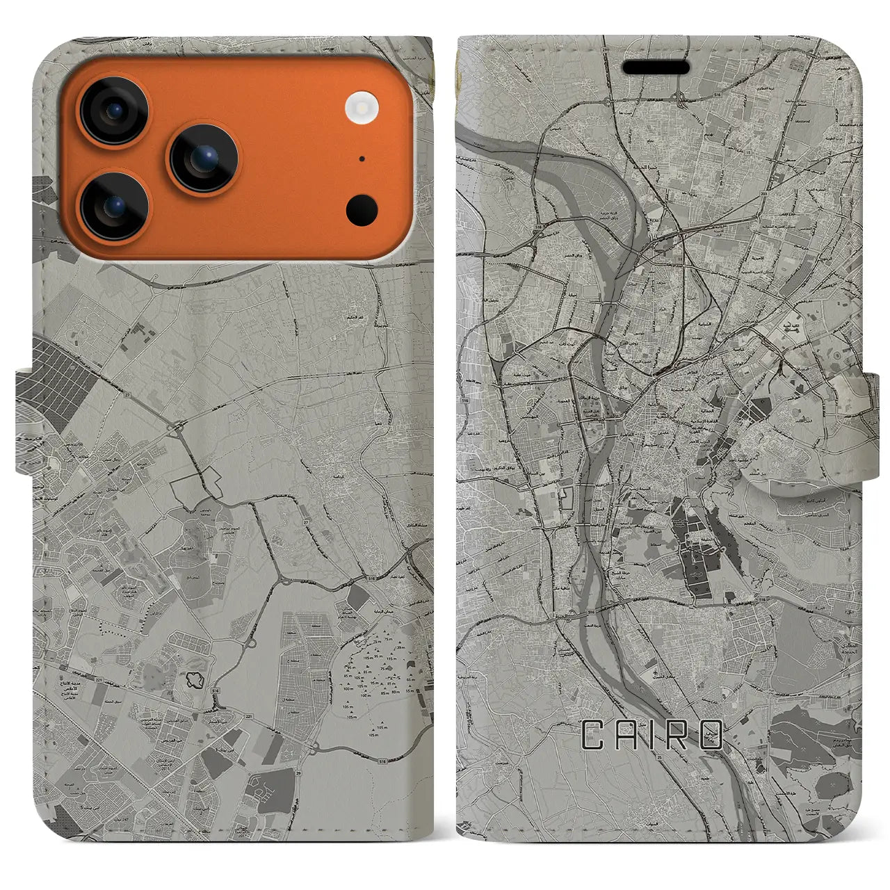 【カイロ（エジプト）】地図柄iPhoneケース（手帳タイプ）