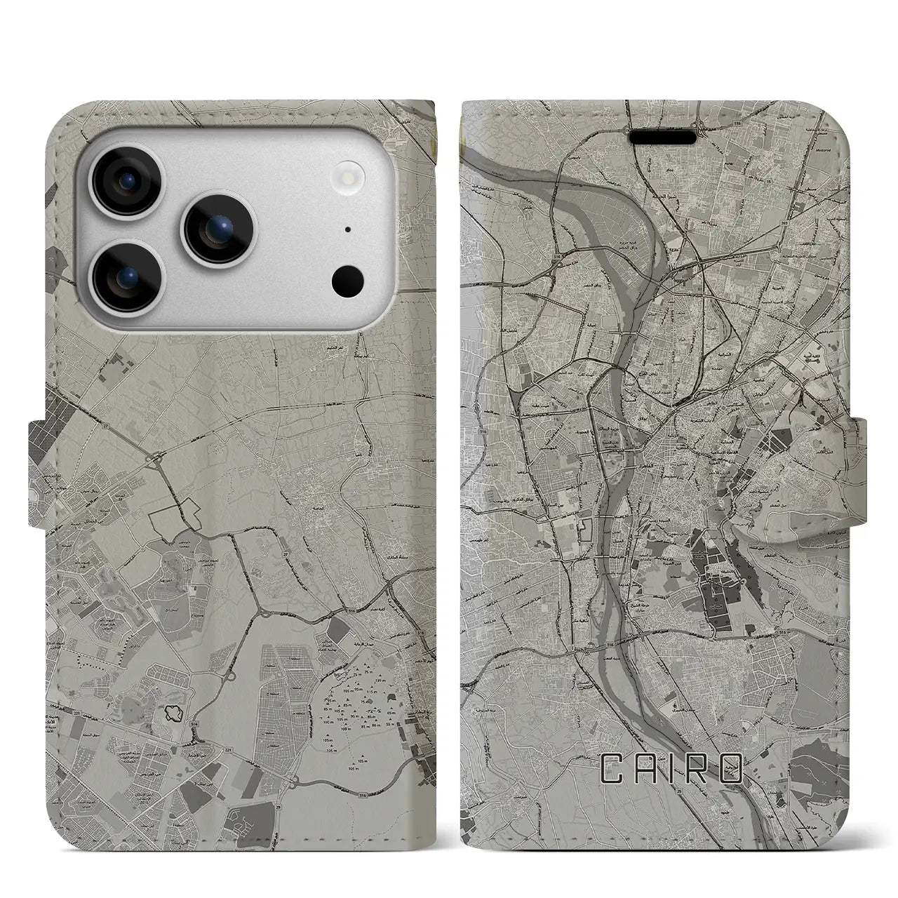 【カイロ（エジプト）】地図柄iPhoneケース（手帳タイプ）