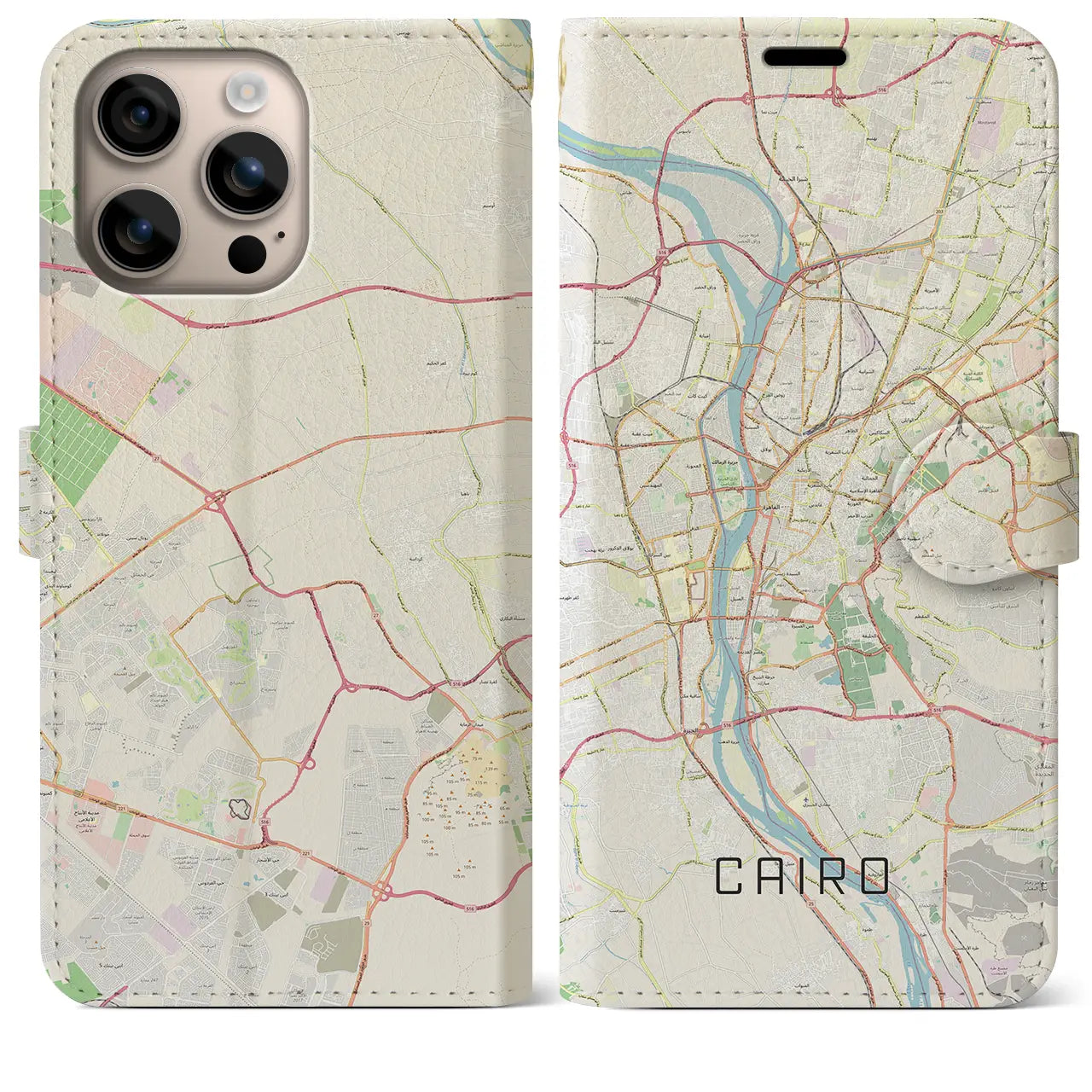 【カイロ（エジプト）】地図柄iPhoneケース（手帳タイプ）