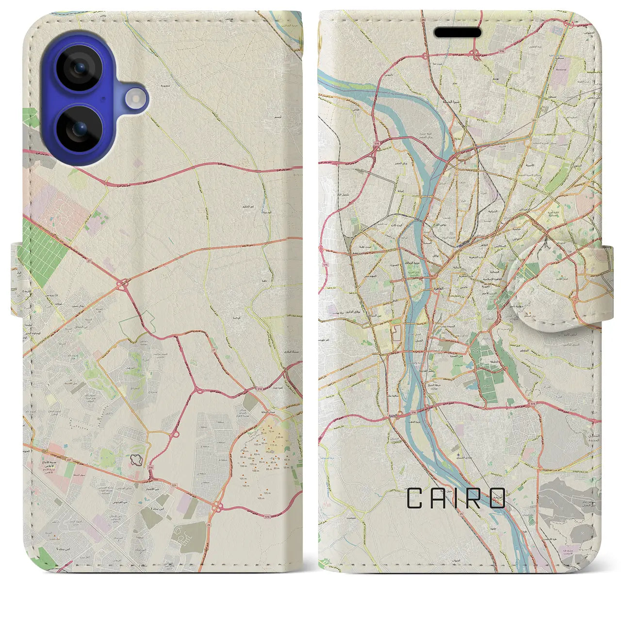 【カイロ（エジプト）】地図柄iPhoneケース（手帳タイプ）