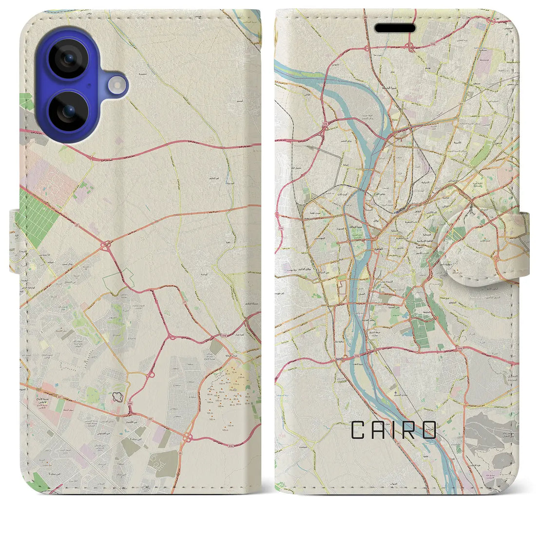 【カイロ(エジプト)】地図柄iPhoneケース(手帳タイプ)ナチュラル・iPhone 16 Pro Max 用