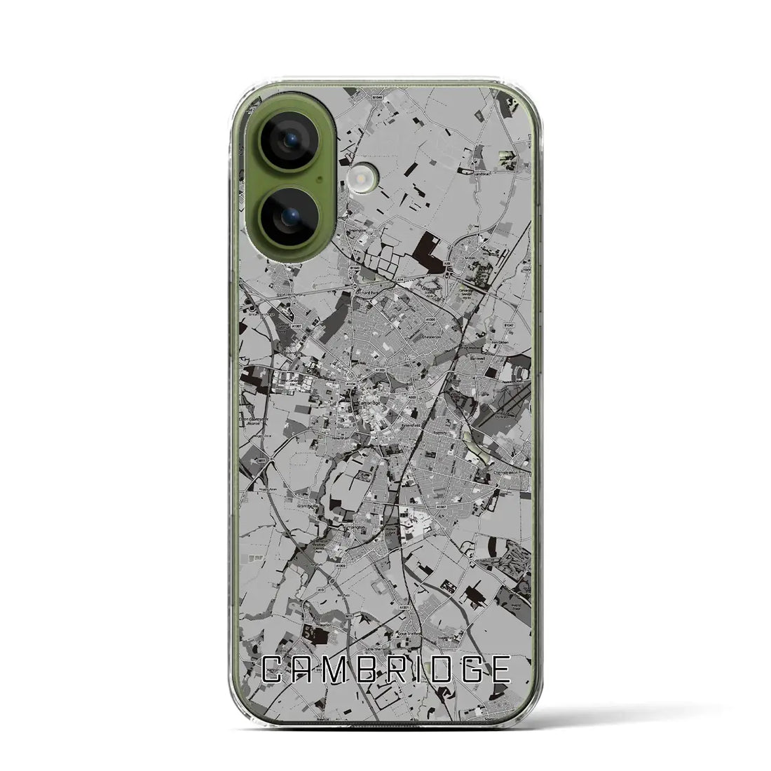 【ケンブリッジ（イギリス）】地図柄iPhoneケース（クリアタイプ）モノトーン・iPhone 17 Pro Max 用