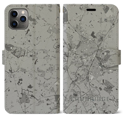 【ケンブリッジ（イギリス）】地図柄iPhoneケース（手帳タイプ）モノトーン・iPhone 11 Pro Max 用