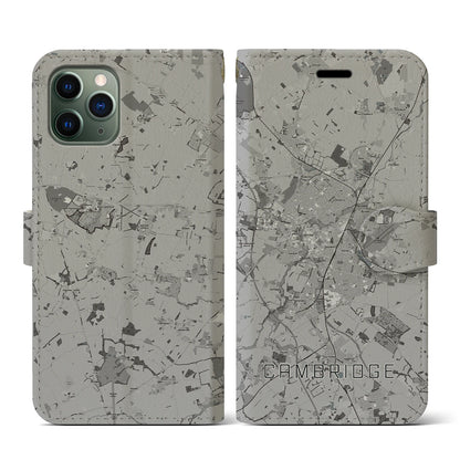 【ケンブリッジ（イギリス）】地図柄iPhoneケース（手帳タイプ）モノトーン・iPhone 11 Pro 用