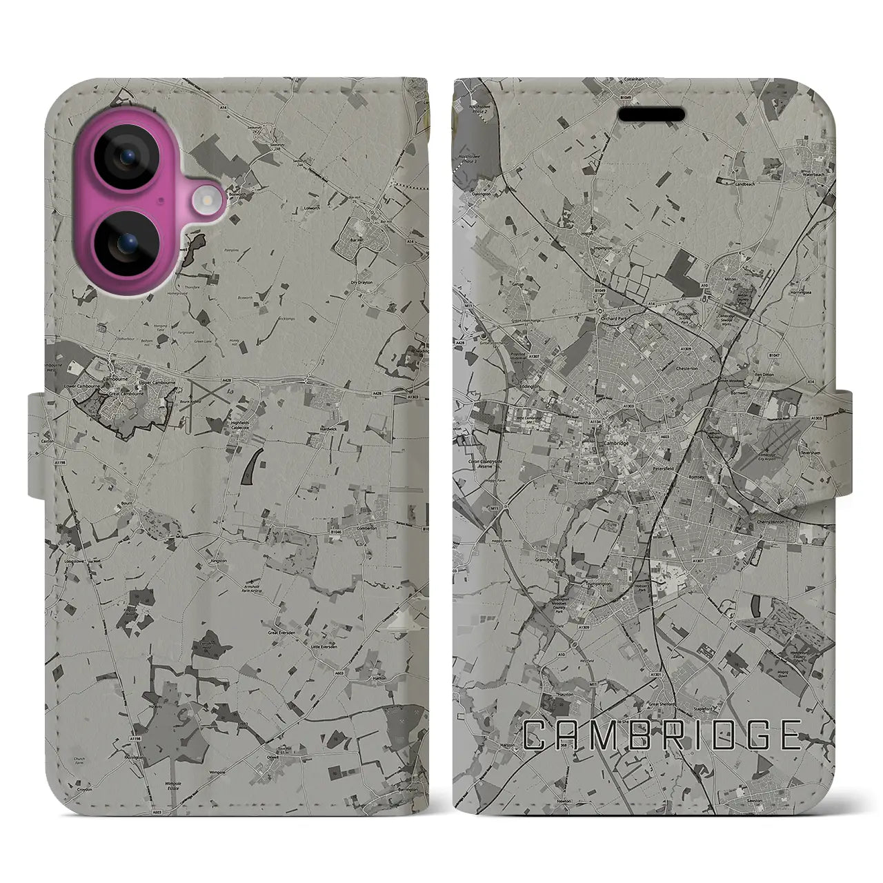 【ケンブリッジ（イギリス）】地図柄iPhoneケース（手帳タイプ）