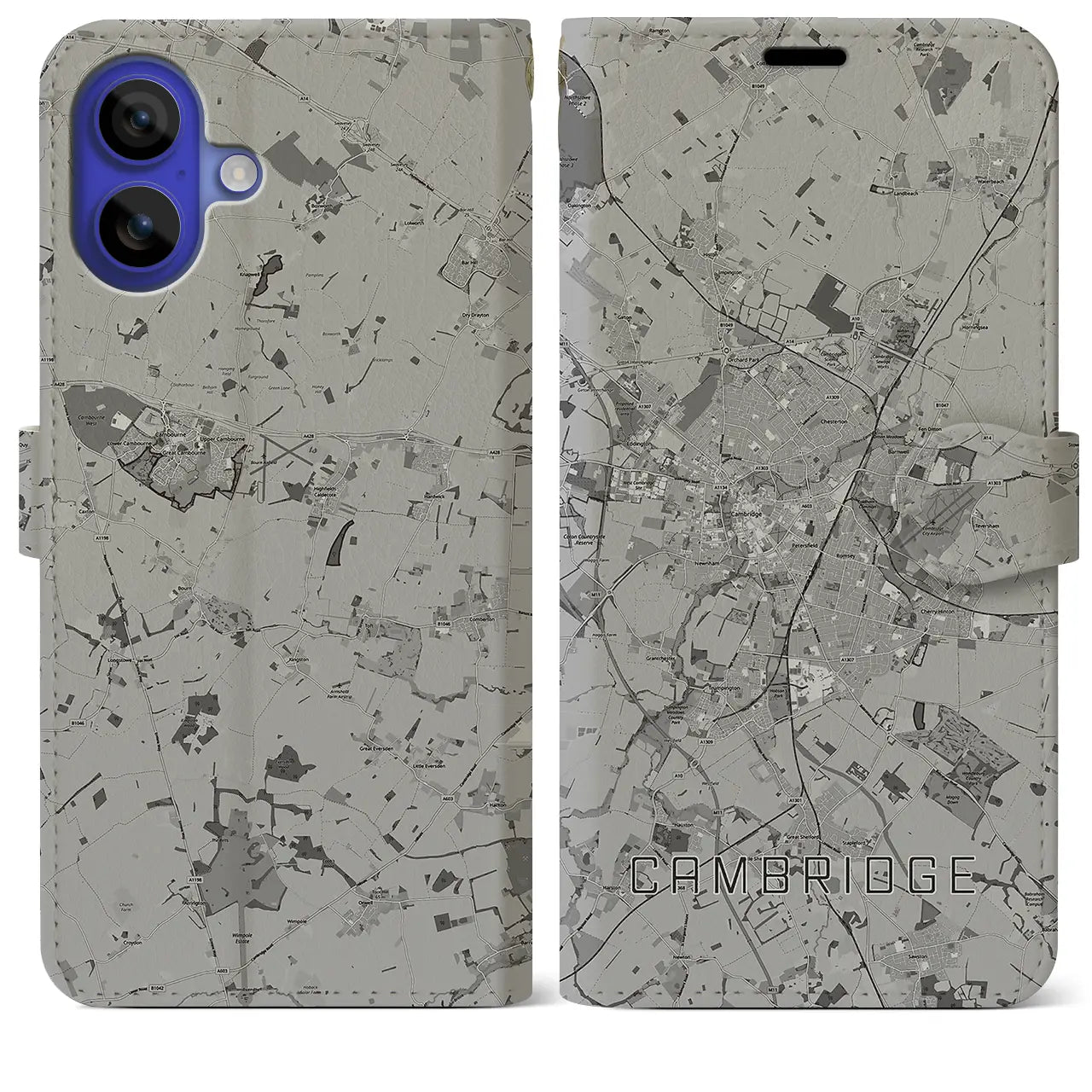 【ケンブリッジ（イギリス）】地図柄iPhoneケース（手帳タイプ）