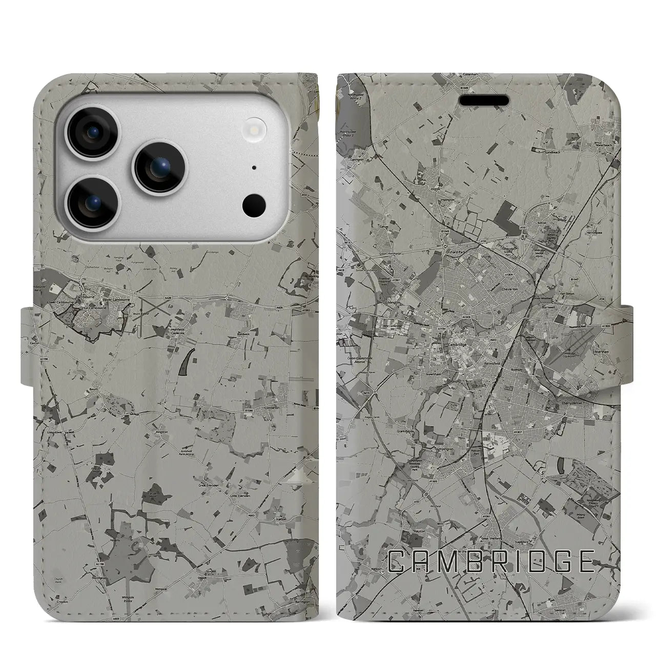 【ケンブリッジ（イギリス）】地図柄iPhoneケース（手帳タイプ）
