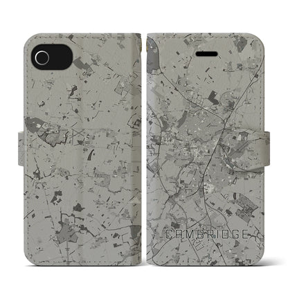 【ケンブリッジ（イギリス）】地図柄iPhoneケース（手帳タイプ）モノトーン・iPhone SE（第3 / 第2世代） / 8 / 7 / 6s / 6 用