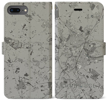 【ケンブリッジ（イギリス）】地図柄iPhoneケース（手帳タイプ）モノトーン・iPhone 8Plus /7Plus / 6sPlus / 6Plus 用