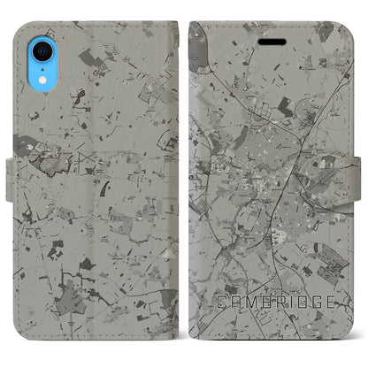 【ケンブリッジ（イギリス）】地図柄iPhoneケース（手帳タイプ）モノトーン・iPhone XR 用