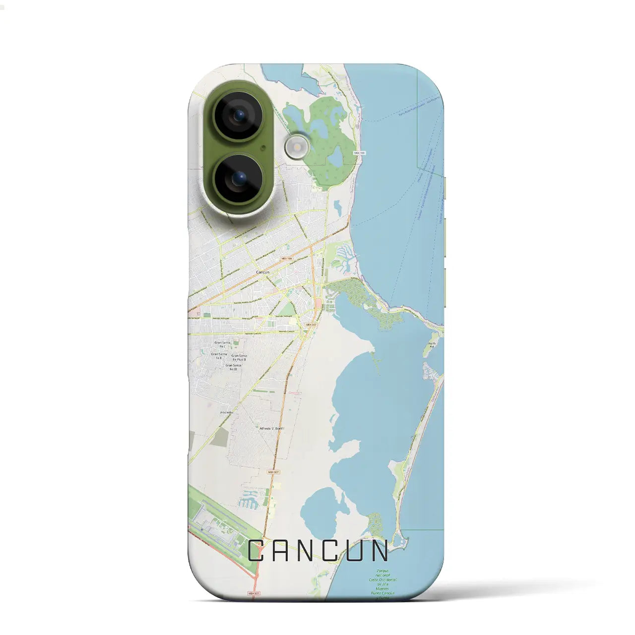 【カンクン（メキシコ）】地図柄iPhoneケース（バックカバータイプ）