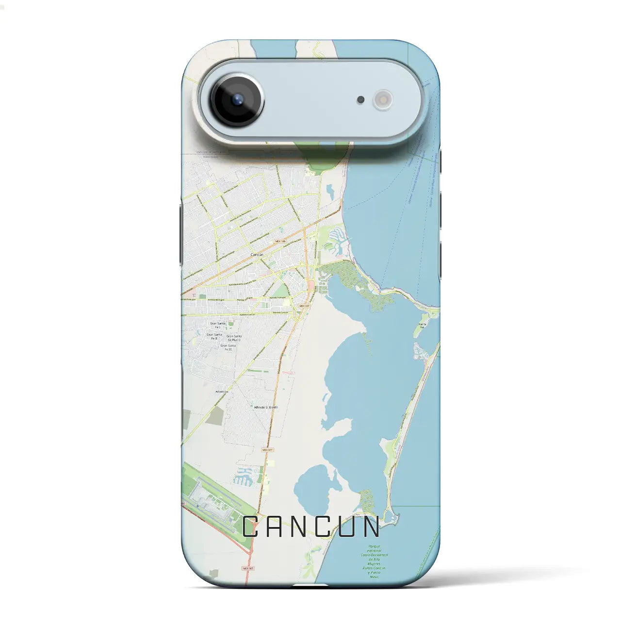 【カンクン（メキシコ）】地図柄iPhoneケース（バックカバータイプ）ブラック・iPhone 17 Pro Max 用