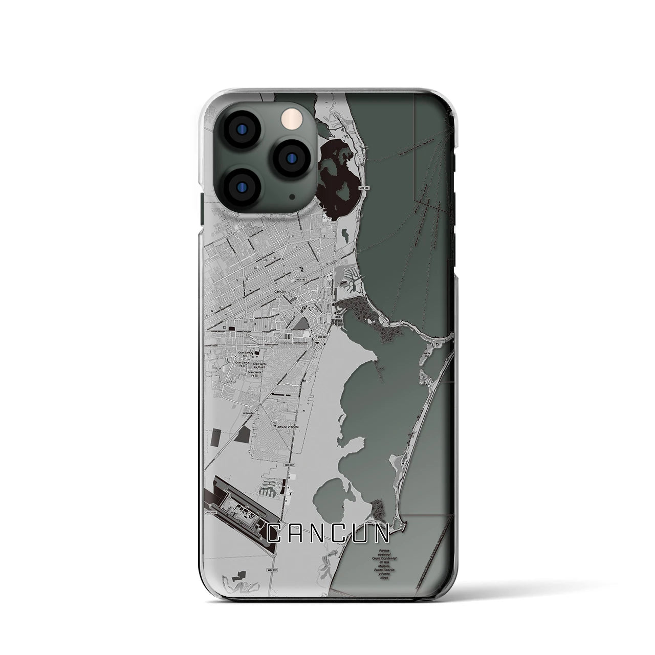 【カンクン（メキシコ）】地図柄iPhoneケース（クリアタイプ）