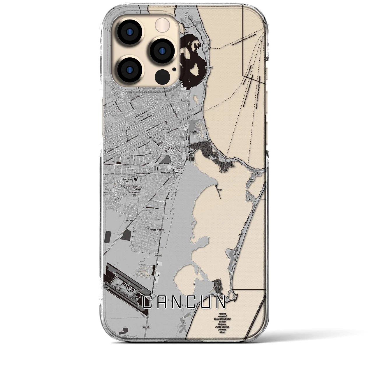 【カンクン（メキシコ）】地図柄iPhoneケース（クリアタイプ）