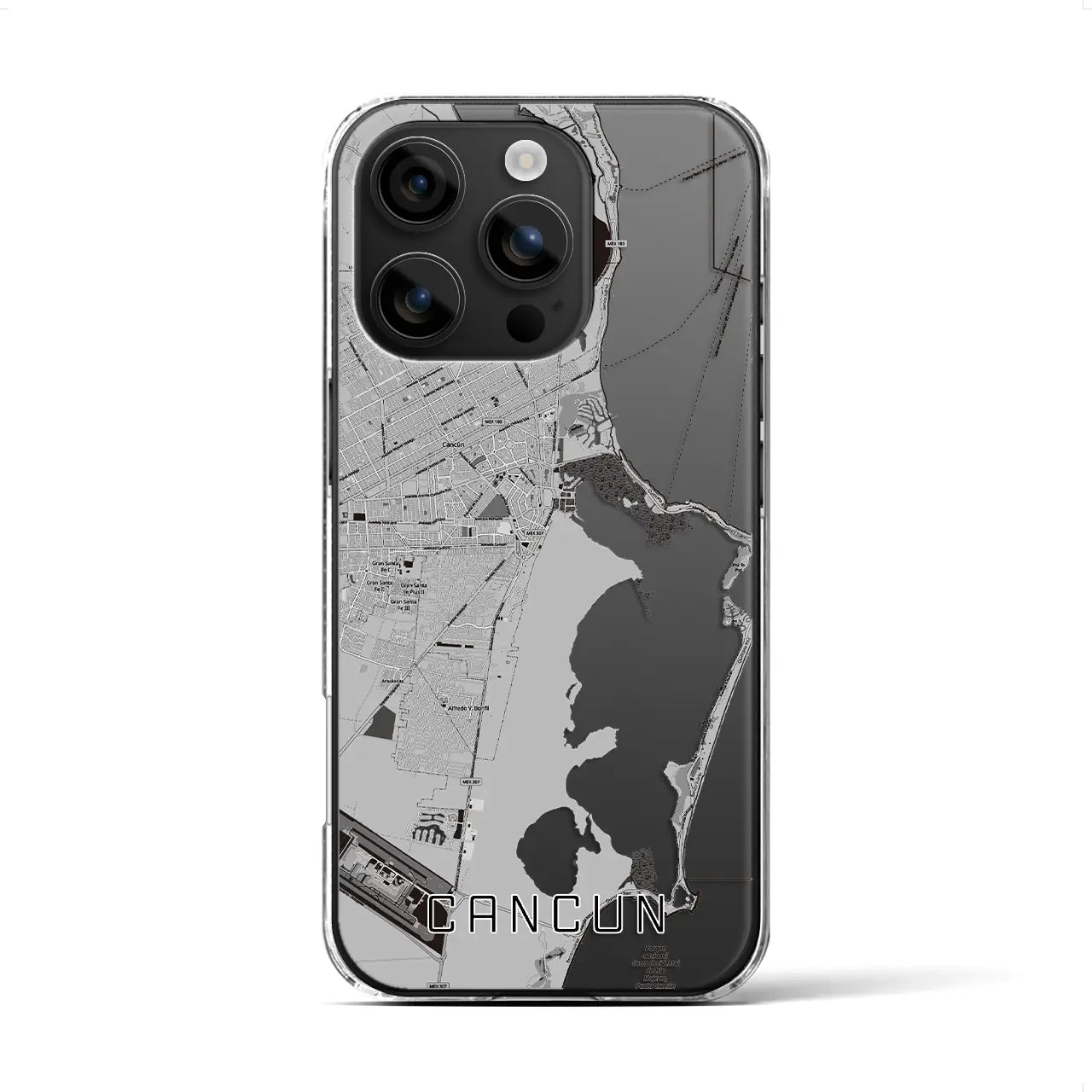 【カンクン（メキシコ）】地図柄iPhoneケース（クリアタイプ）