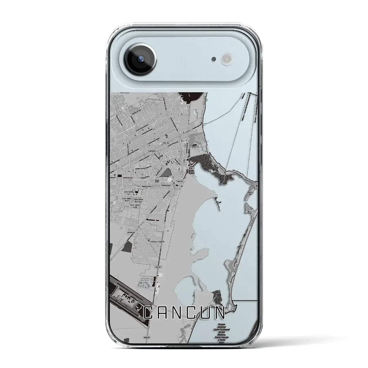 【カンクン（メキシコ）】地図柄iPhoneケース（クリアタイプ）