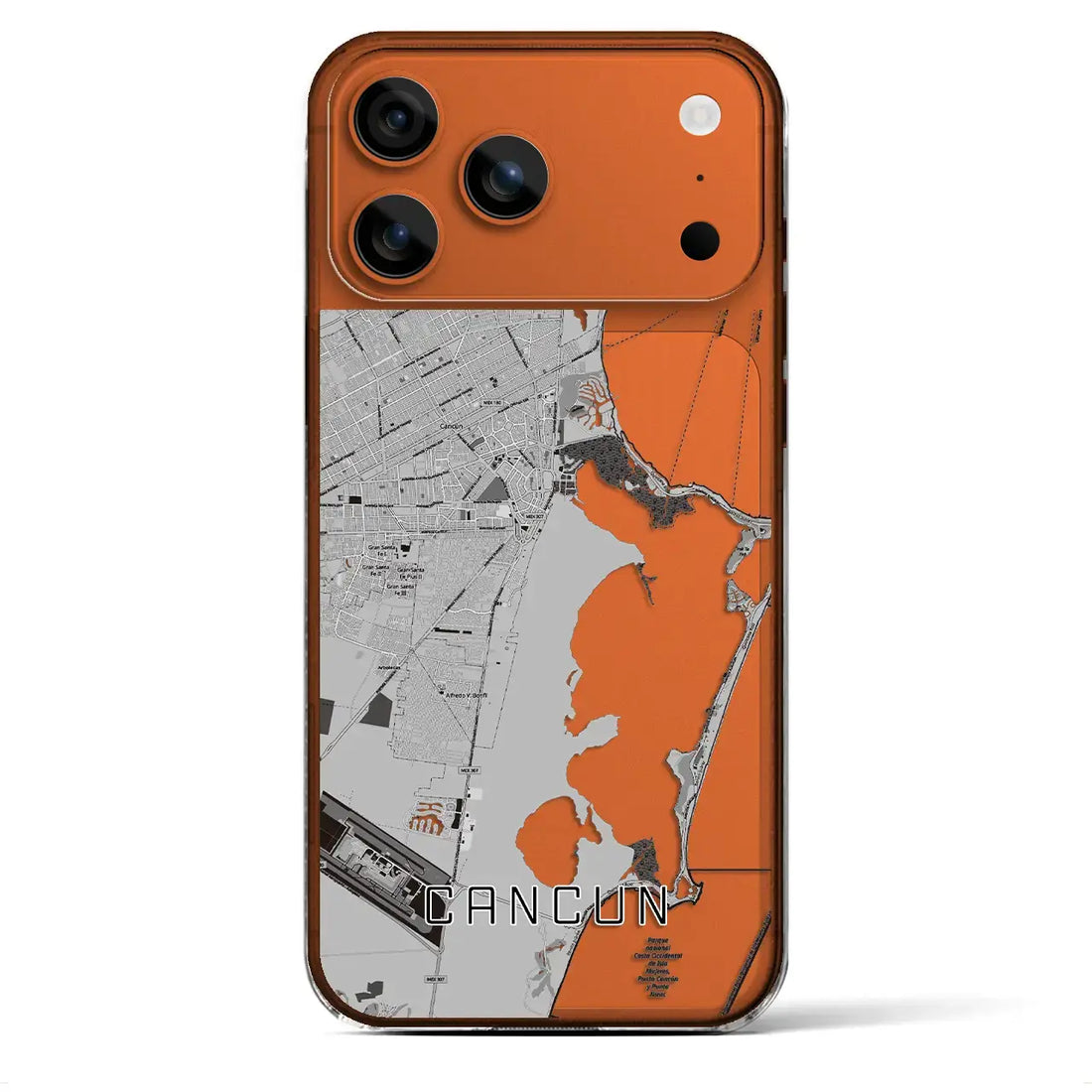 【カンクン(メキシコ)】地図柄iPhoneケース(クリアタイプ)モノトーン・iPhone 17 Pro Max 用